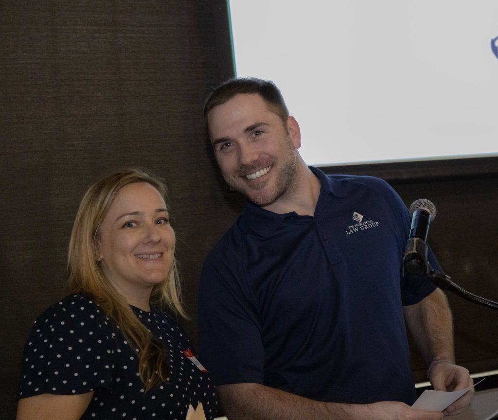Rhonda Coren and Cody Liese presenting at The Professional Law Group's mixer, "Navigating the Evolving Claims Landscape."
